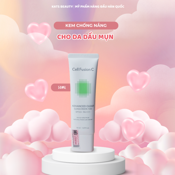 Kem Chống Nắng Phổ Rộng Kiểm Soát Dầu Mụn Cell Fusion C Advanced Clear Sunscreen 100 SPF50+ PA++++
