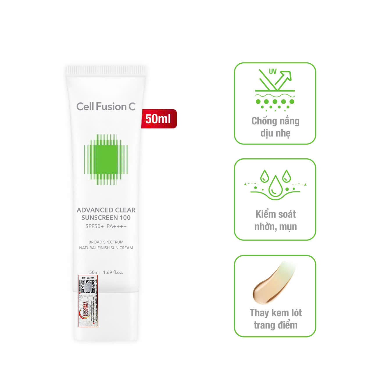 Kem Chống Nắng Cell Fusion C Advanced Clear Sunscreen 100 SPF 50+ PA++++ 